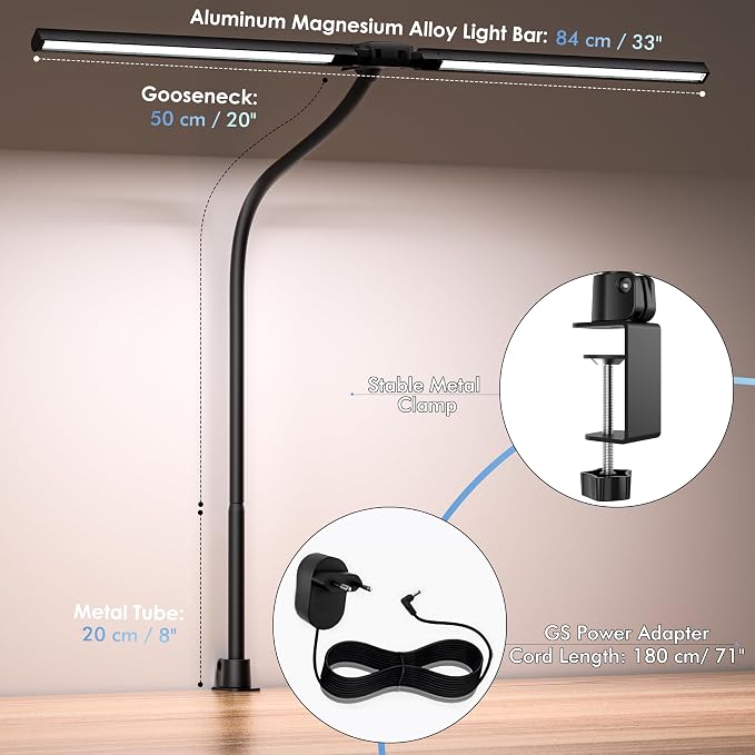 EYOCEAN Desk Lamp with Clamp, 31.5" LED Desk Lamp - Image 7