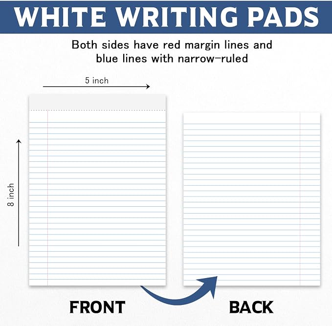 Note Pads 5.5 x 8.5 Small Legal Pads Wide Ruled Lined Writing Note Pads - Image 2