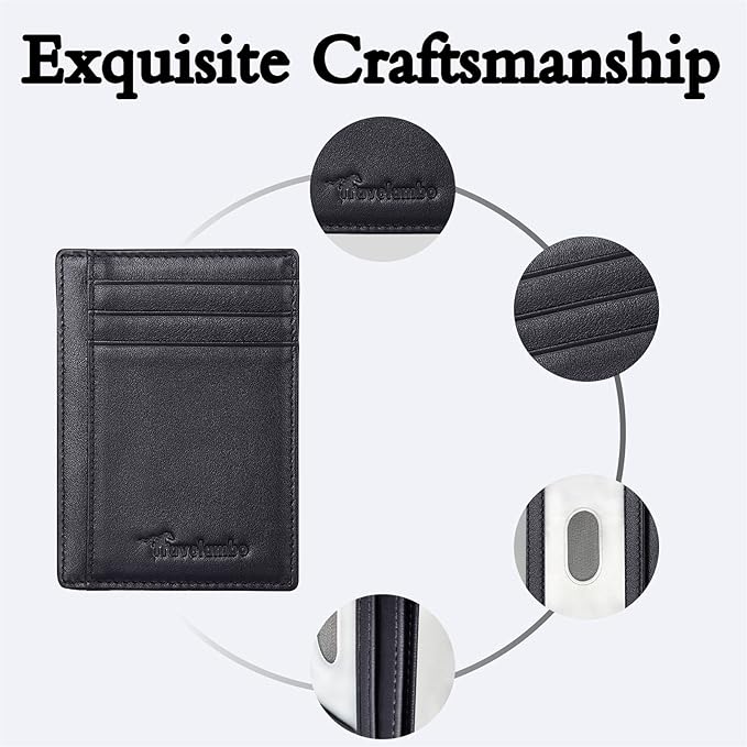 Travelambo Front Pocket Minimalist Leather Slim Wallet RFID Blocking Medium Size - Image 6