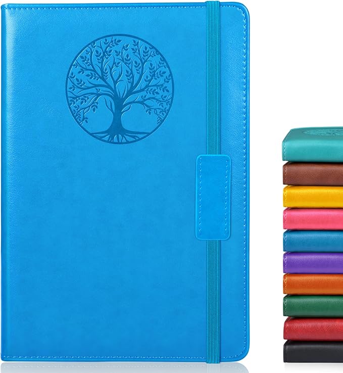 Lined Journal Notebook for Women Men,256 Pages A5 Hardcover Leather Journals for Writing,Travel,Business,Work & School,College Ruled Notebooks for Note Taking,Diary Notepad 5.7"×8.3" blue-DeskLoop Office