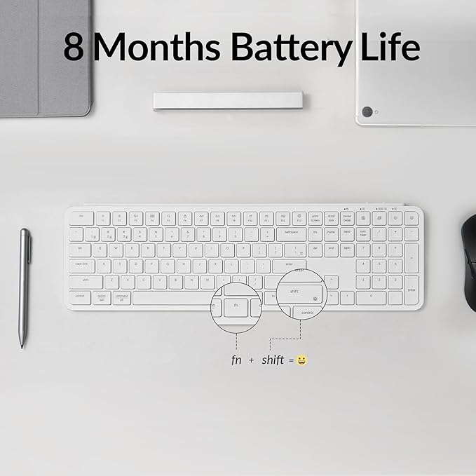Keychron B6 Pro Ultra-Thin Wireless Keyboard, Full-Size ZMK with Numeric Keypad Quiet Typing, 2.4 GHz/Bluetooth 5.2/Wired Connection Long Battery Life, Compatible with Mac Windows Linux - Ivory White-DeskLoop Office
