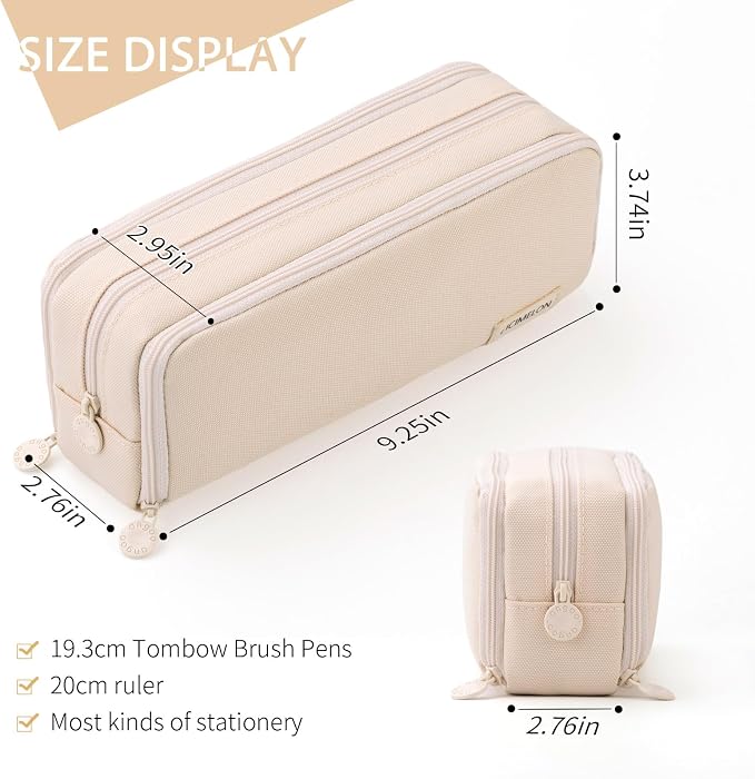 CICIMELON Large Capacity Pencil Case 3 Compartment Pouch Pen Bag - Image 5