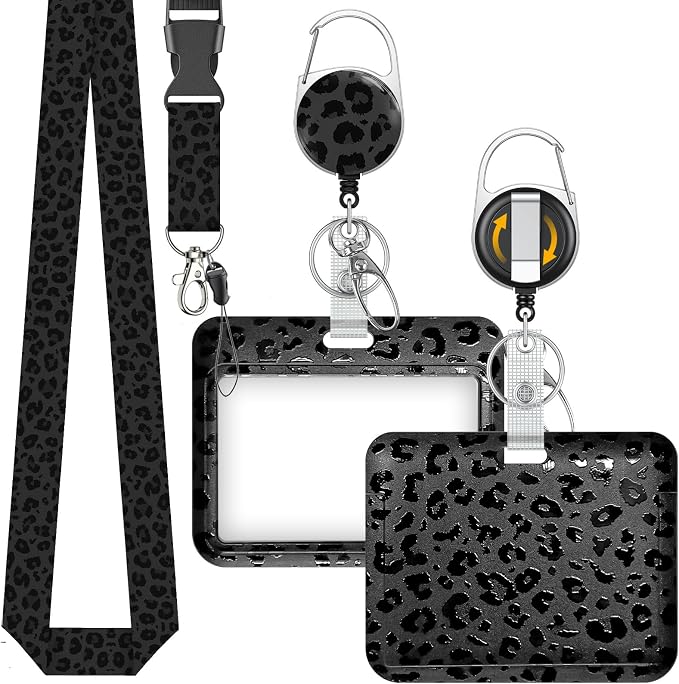 Uniclife Fashionable Sliding Badge Holder Horizontal Leopard by UnicLife