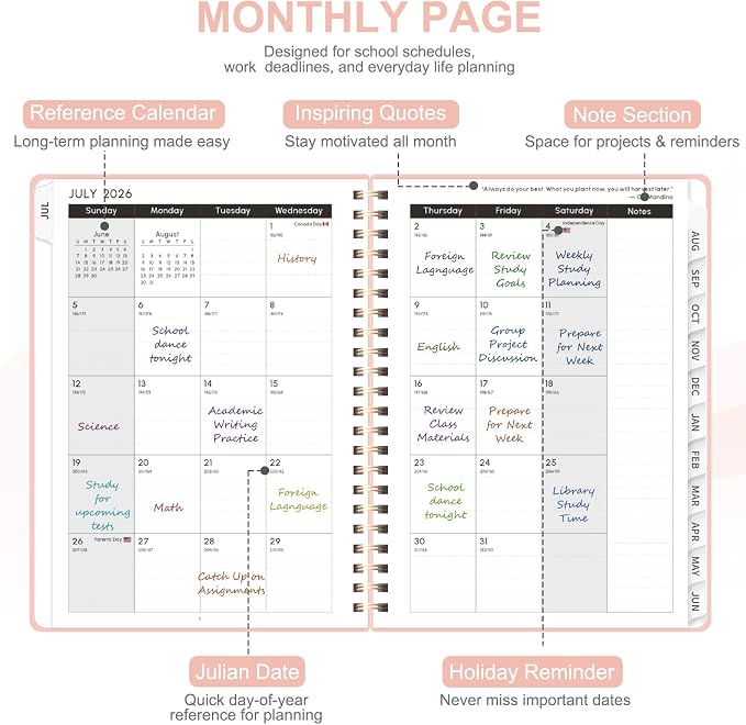 Planner 2026-2027, Weekly and Monthly Academic Planner, July 2026 - Image 3
