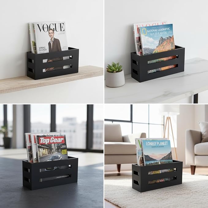 Magazine File Holder, Standing Wooden Magazine Rack, Desk Folder Organizer - Image 3