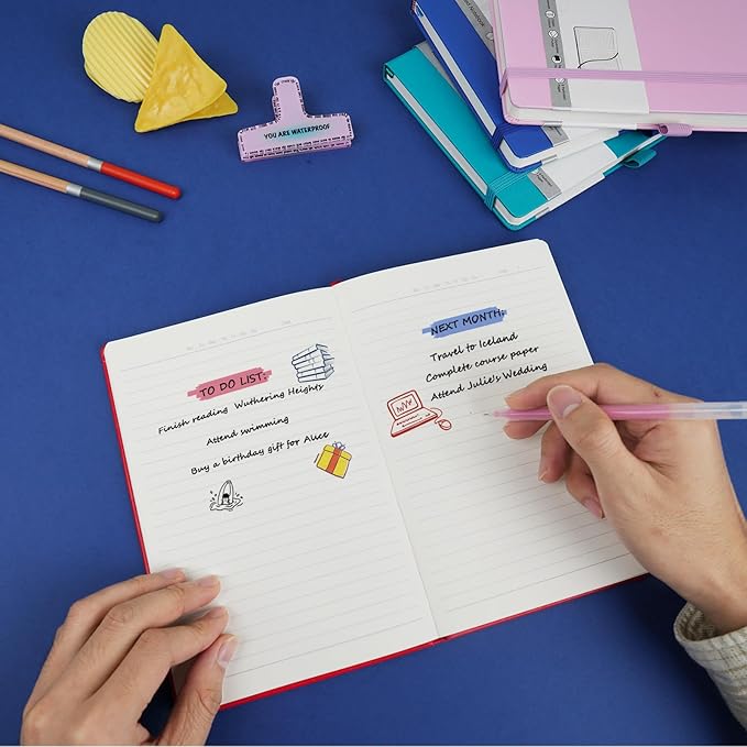 6 Pack Lined Journal Notebooks for Work, Travel, College, A5 Size 100 GSM Thick Paper, Classic Ruled, Hardcover Notepad for Writing 160 Pages, 5.5 x 8.3 inch, 6 Multicolors-DeskLoop Office