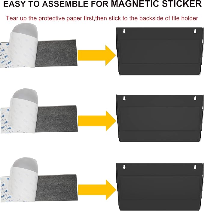 3 Pockets Magnetic File Holder for File Cabinets, Refrigerator, Magnetic Paper - Image 6