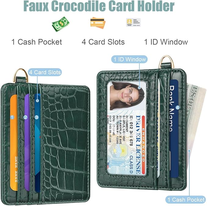 Slim Credit Card Holder Crocodile Wallet Women Thin Alligator Wallets RFID - Image 2