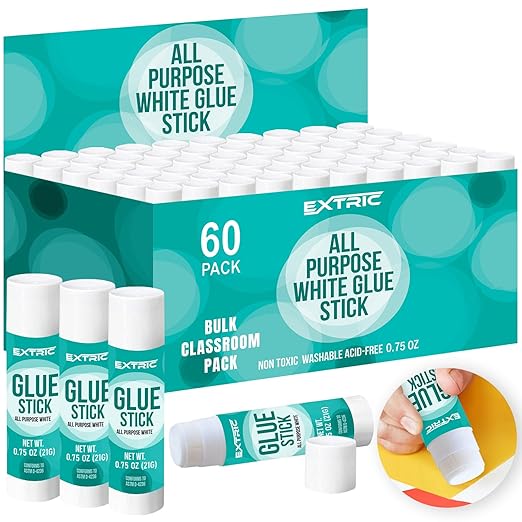 Glue Sticks Bulk Classroom, White Glue Sticks for Kids 60 Count, 0.75 Ounce, Washable All Purpose, for Kids, School and Home-DeskLoop Office