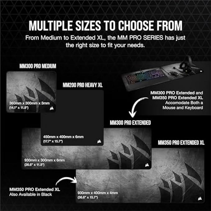 Corsair MM350 PRO Extended XL Premium Spill-Proof Cloth Gaming Mouse Pad – - Image 7