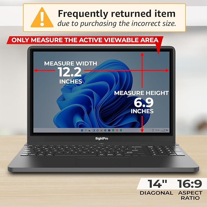SightPro 14 Inch 16:9 Laptop Privacy Screen Filter - Image 2
