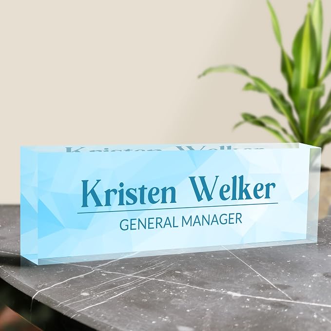 Personalized Desk Name Plate, Custom Acrylic Glass Name Plates - Image 5