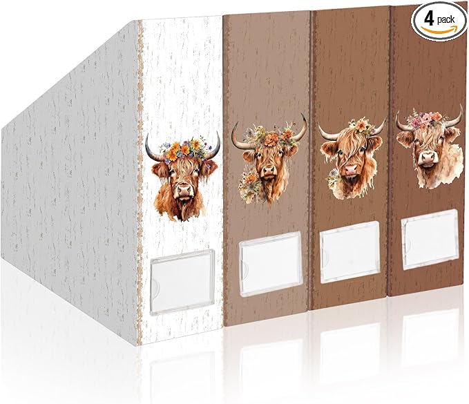 AmazingSpark Set of 4 Highland Cattle Magazine Holder Decorative Foldable by Unknown