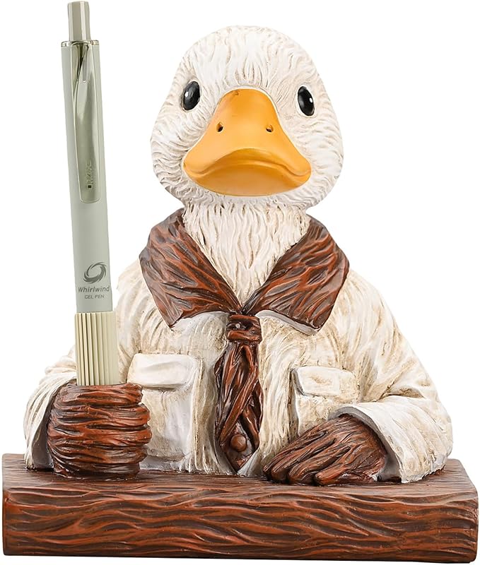 Duck Pen Insertion Pen Stand Resin Paperweight Cool Pencil Holder, Animal Series Desk Accessories Decor for Home Office School for Duck Lovers-DeskLoop Office