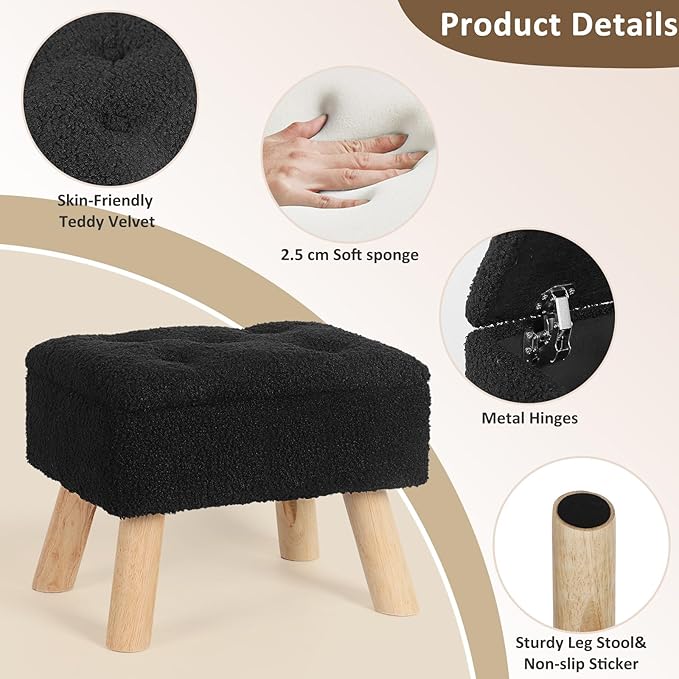 OGEMXU Storage Ottoman, Small Foot Stool Ottoman - Image 6