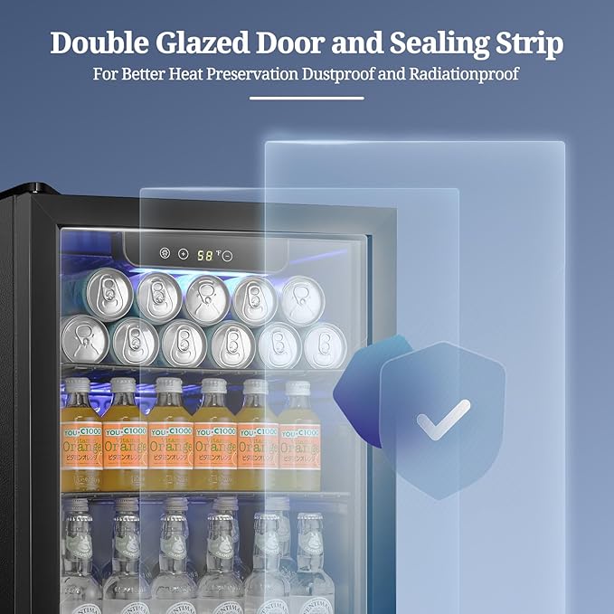 Antarctic Star Beverage Refrigerator Cooler 68 Can, Mini Fridge with Glass Door for Beer Drinks Wine,Freestanding Small Fridge with Electronic Temperature Control for Home and Bar,1.7 cu.ft-DeskLoop Office