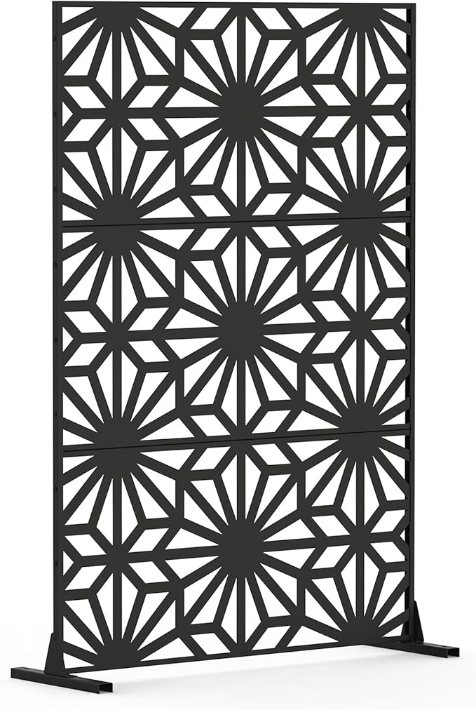 NicBex Room Divider 1 Panel Room Dividers with Flowers Pattern Design Partition Room Dividers and Metal Privacy Screens Wall Divider for Outdoor, Room Separation,48.31" W x 15.75" D x 70.75" H, Black-DeskLoop Office