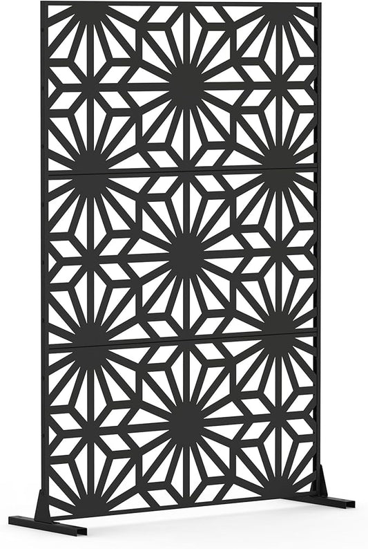 NicBex Room Divider 1 Panel Room Dividers with Flowers Pattern Design Partition Room Dividers and Metal Privacy Screens Wall Divider for Outdoor, Room Separation,48.31" W x 15.75" D x 70.75" H, Black-DeskLoop Office