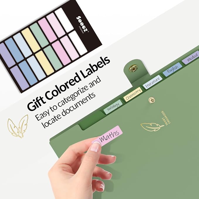 Sooez Aesthetic 8 Pocket Accordion File Organizer, Pastels Expanding File Folder - Image 5