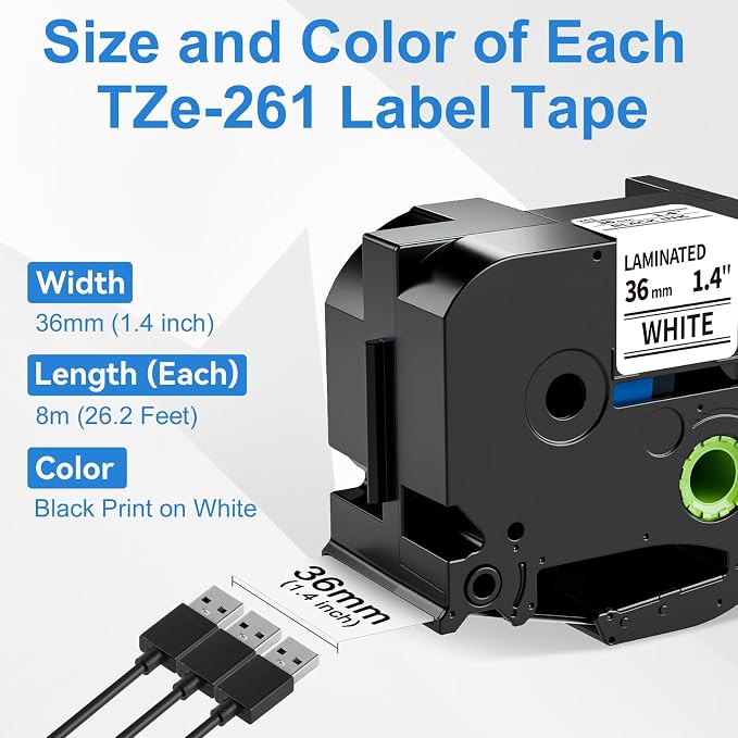 Labelife 36mm Label Tape TZe-261 Replacement - Image 3