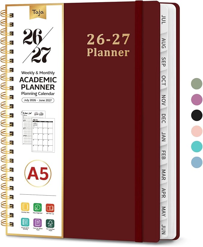 Planner 2026-2027, 6.3" x 8.5" Weekly and Monthly Academic Year Planner Calendar by Taja