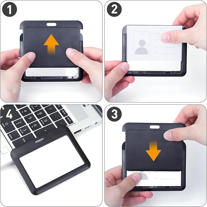 15 Pack Sliding ID Badge Holder Horizontal Hard Plastic Card Case Protector - Image 3