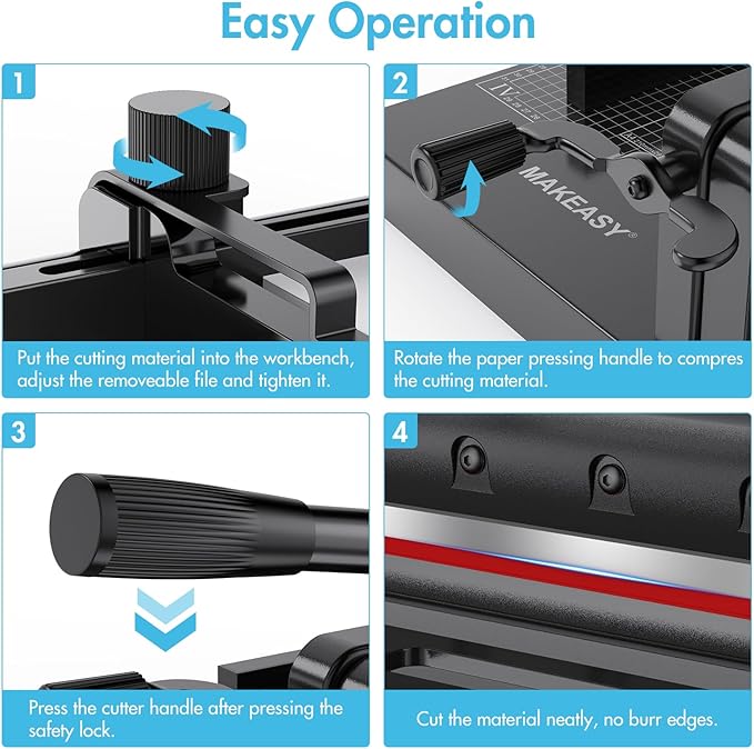 Paper Cutter 12 Inch, Heavy Duty Paper Cutter for A4 Paper, Guillotine Paper Cutter 400 Sheet Capacity, Solid Steel Construction-DeskLoop Office