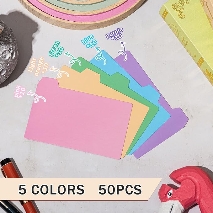Harloon 50 Pack 3 x 5 Inch Index Card Dividers - Image 3
