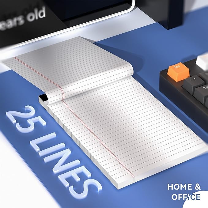 5" x 8" Note Pads 4 Pack of Legal Pads 21lb Notepad College Ruled Legal Pad 30 Sheets Perforated Small Writing Pads Double-Side Printed Pad of Paper for School, College, Office-DeskLoop Office