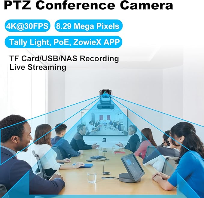 4K USB/HDMI/LAN PTZ Camera, Ergo-Ease Remote Control, Auto Focus, 18X Optical Zoom, Live Streaming for Video Conference, Meeting, Church, Event, Teaching-DeskLoop Office