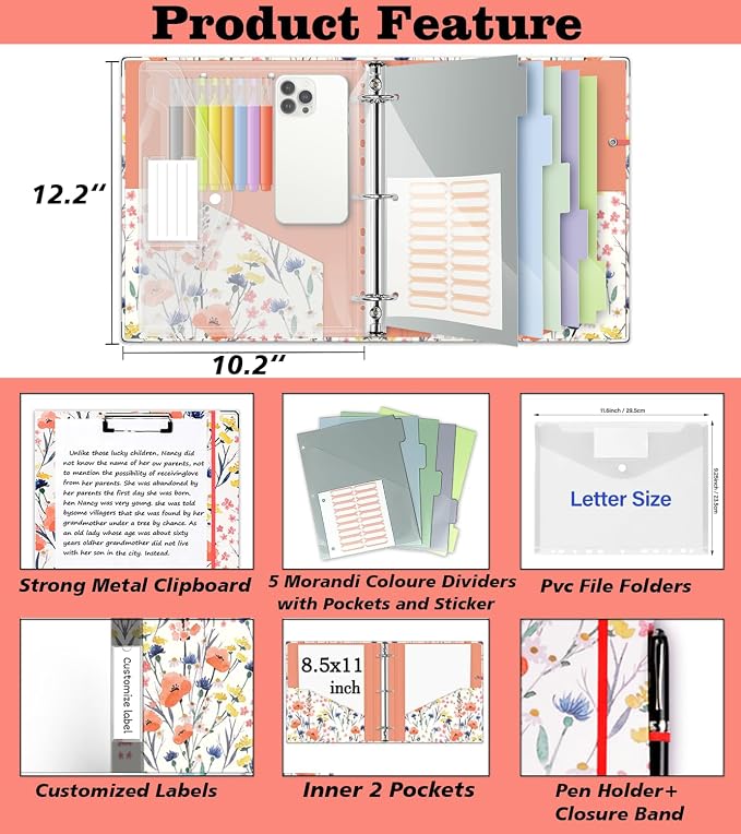 3 Ring 1 Inch Binder Organizer, KLLVE Three Ring Binders - Image 2