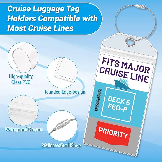 Cruise Lanyards, 6 Pack Waterproof Cruise Luggage Tags - Image 4