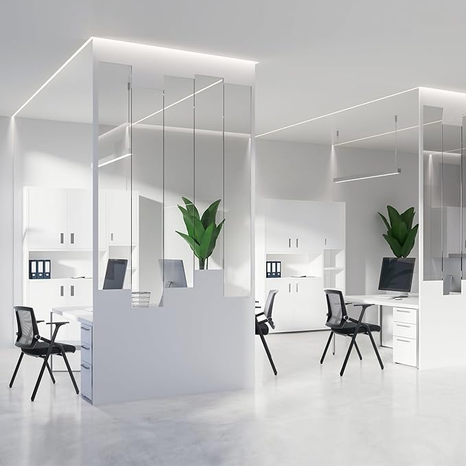 16 Pack Conference Room Chairs, Folding Office Desk Chair with Lumbar Support and Sliding Armrest, Stackable Office Guest Chairs & Reception Chairs-DeskLoop Office