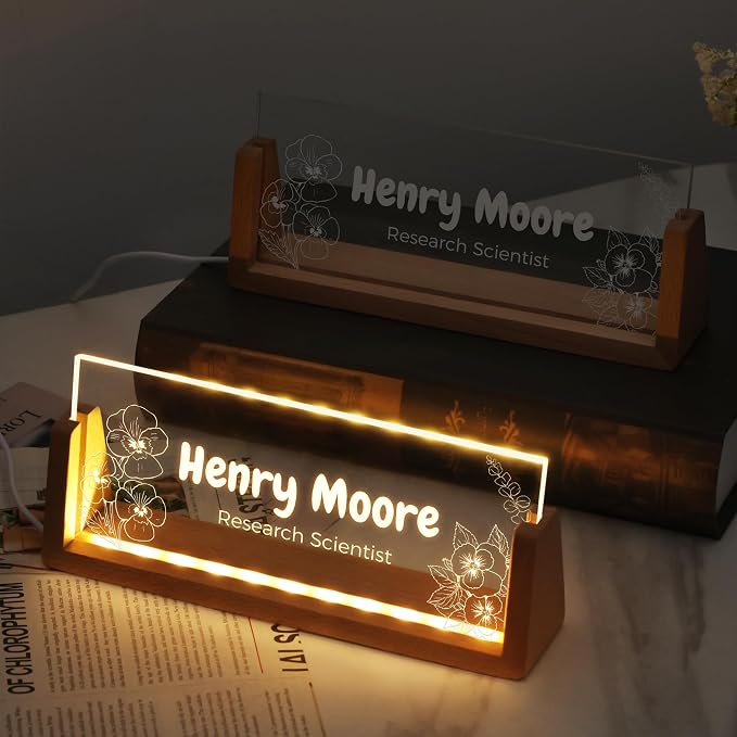 Custom Light Up Name Plate for Desk, Personalized LED Acrylic Name Sign - Image 2