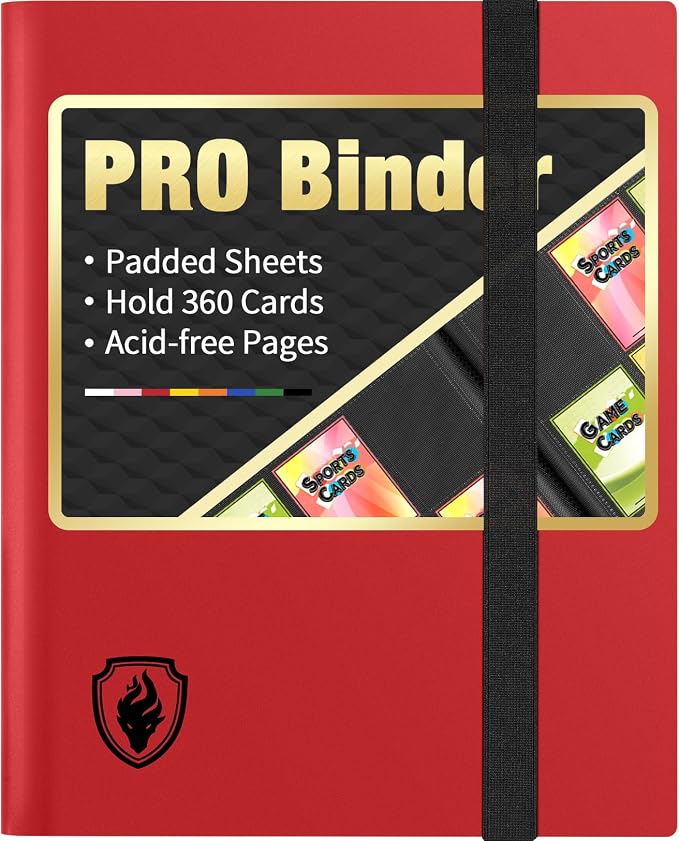 Heavy Duty Card Binder, Fabmaker 9 Pocket Trading Card Binder Holds 360 Cards by Fabmaker