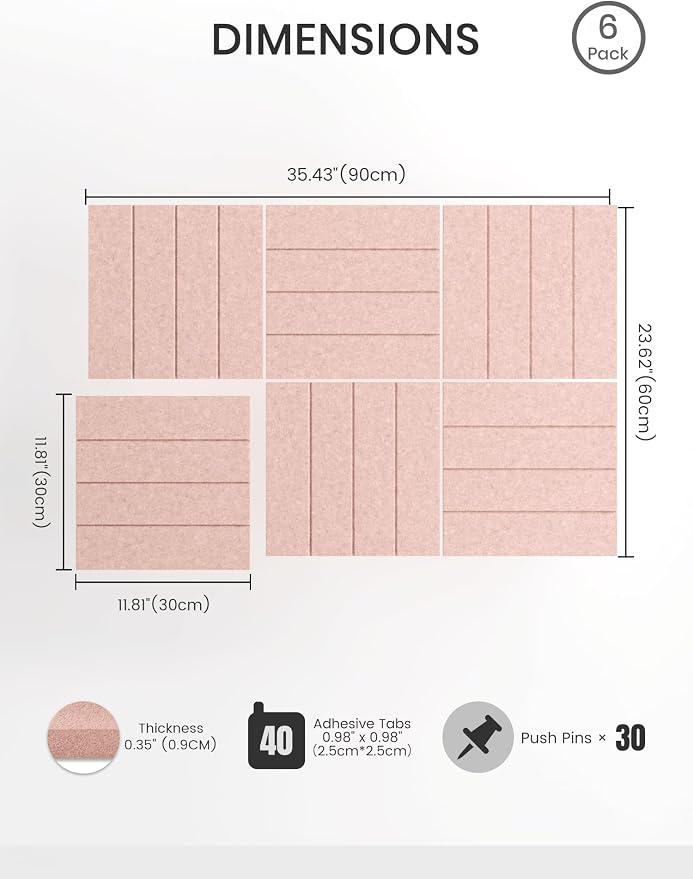 Bumusty Large Cork Board Alternative-36 x 24" Felt Bulletin Board Tiles - Image 2