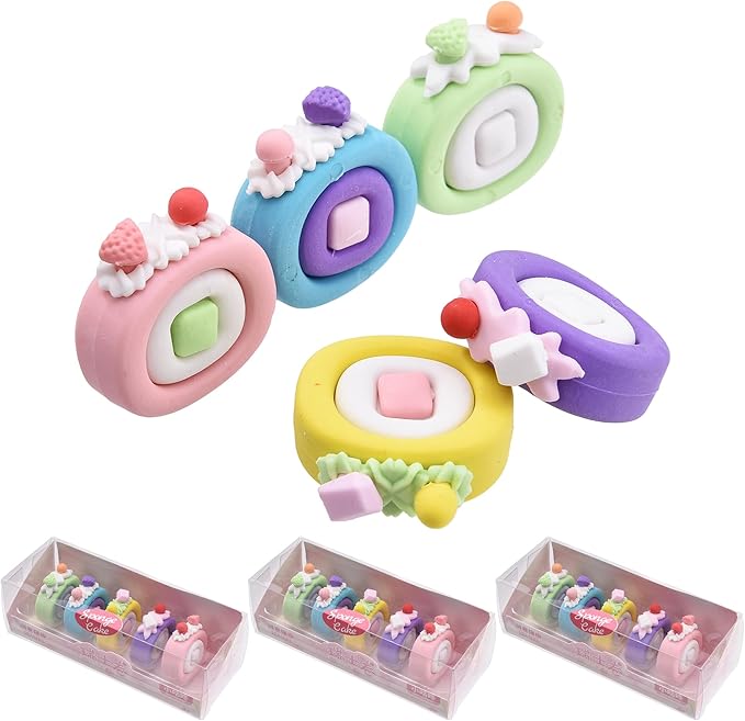 15Pcs Cute Food Shape Erasers for Kids, Fun Cake Dessert Pencil Erasers for School Classroom Supplies Birthday Party Favors-DeskLoop Office