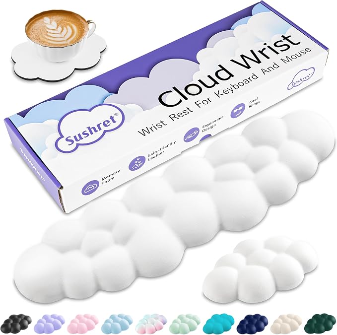 Sushret Cloud Wrist Rest Keyboard, Cloud Keyboard Wrist Pad Set by Sushret