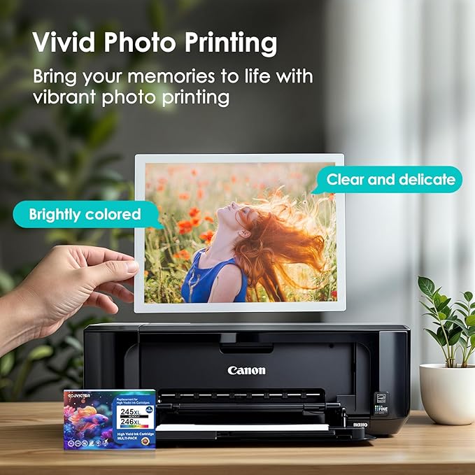 Eco-Friendly Ink Cartridge Replacement for Canon 245XL 246XL Black and Color Combo 2 Pack 245 246 PG-245 CL-246 XL for PIXMA TR4520 TR4522 TR4500 TS3320 MX492 MG2522 MG2920 MG3029 Printer-DeskLoop Office