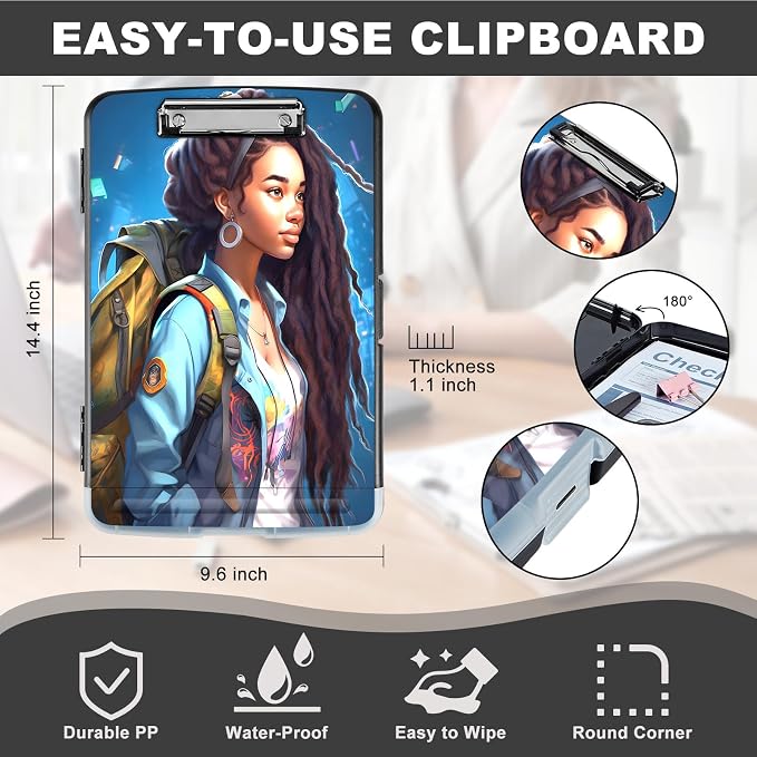 Clipboard with Storage, Storage Clipboard with Pen Holder, Heavy Duty Plastic - Image 2
