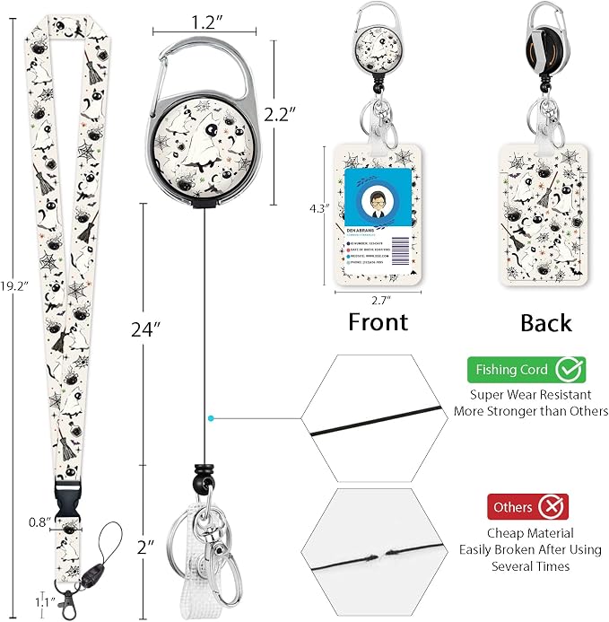 Giancomics Halloween Lanyards for Id Badges, Spooky Black Cat ID Badge Holder - Image 5
