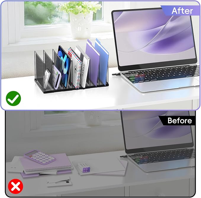 File Organizer for Desk, 7-Section Vertical File Sorter, Paper Holder Organizer - Image 9