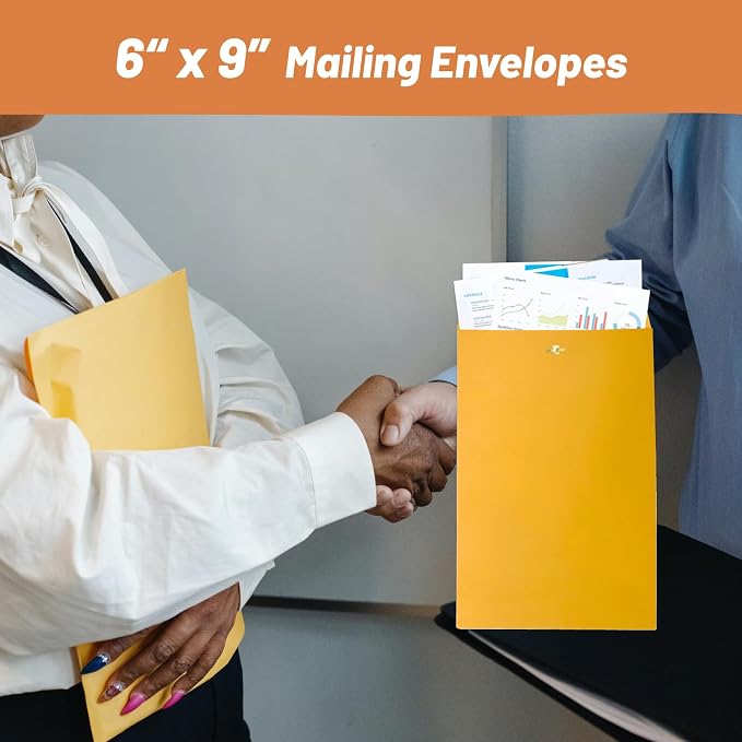 20 Pack Clasp Envelopes 6x9, Creebe Yellow Manilla 6x9 Envelopes, 100 GSM Kraft - Image 6