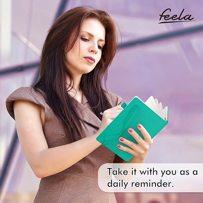 feela 12 Pack Notebooks Journals Bulk, Hardcover Notebook Classic Ruled Lined Journals with Pen Holder for Women Girls School Business Supplies, with 12 Black Pens, 120 GSM, 5.1”x8.3”, A5, Aqua-DeskLoop Office