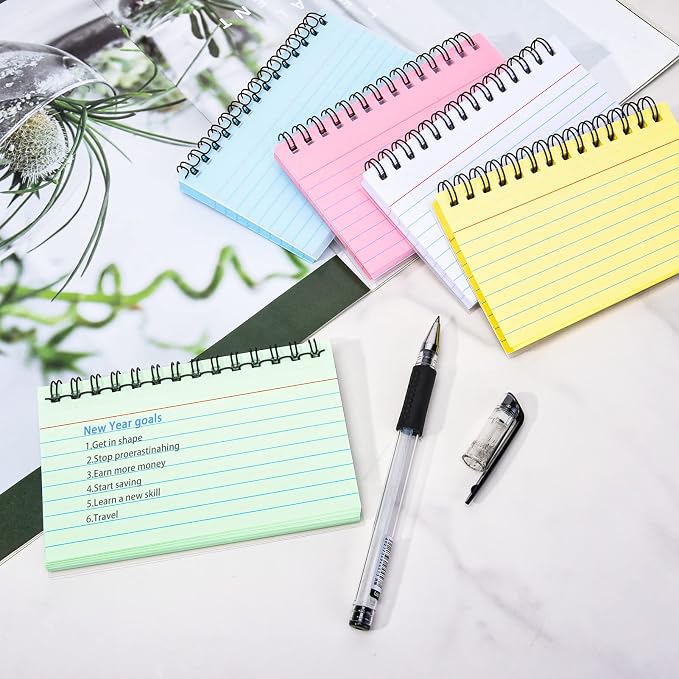 250 Sheets Index Cards with Ring, 3x5 Inches Spiral Bound Flashcards, Colored - Image 4
