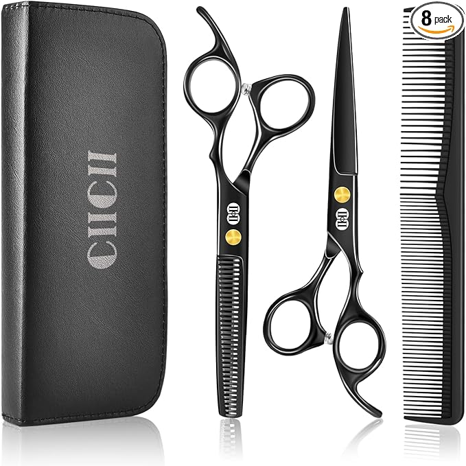 CIICII Hair Cutting Scissors Shears Kit, Professional Barber Haircut Scissors by CIICII