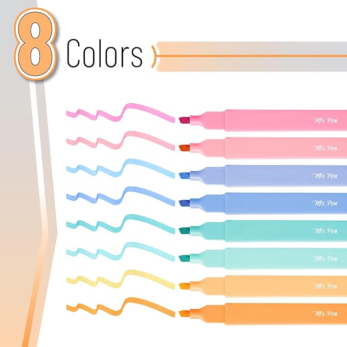 Mr. Pen- Aesthetic Highlighters No Bleed, 8 Pack, Cute Highlighters Assorted - Image 2