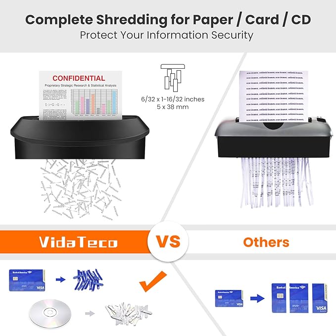 Paper Shredder 58dB 14-Sheet Cross-Cut Shredder with US Patented Cutter Shreds Card/CD, Heavy Duty Paper Shredding Machine for Home Office with Auto Jam Proof,6.6-Gallon Bin