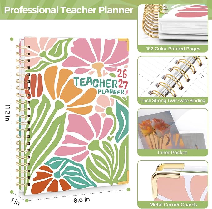 SKYDUE Teacher Planner 2026-2027 Academic Year, 8.5" x 11" Deluxe Teacher - Image 2