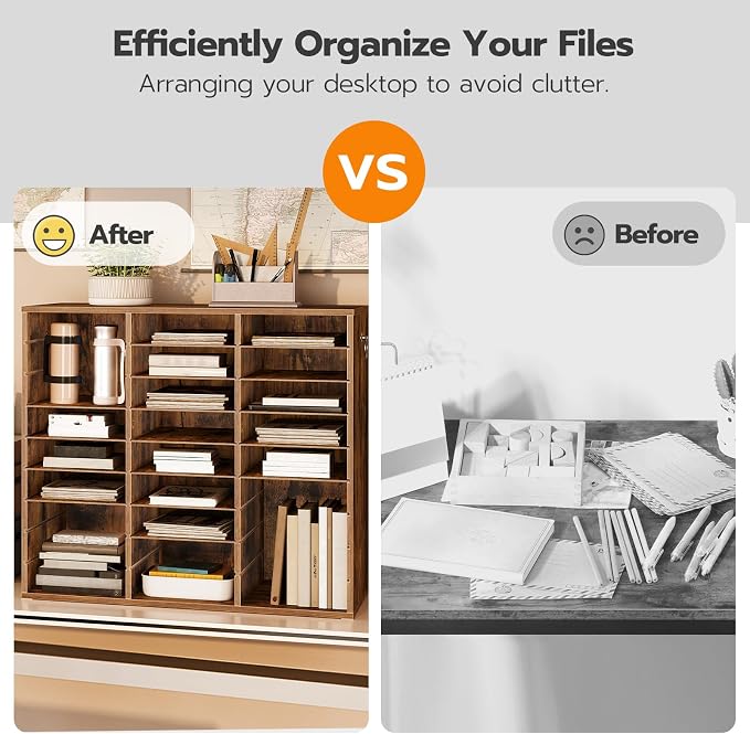 HOOBRO Literature Organizer, 27 Compartments Wooden Mail Organizer, Countertop - Image 4